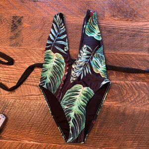 Halter Tropical Bandage Deep V Swimsuit S *NEW*